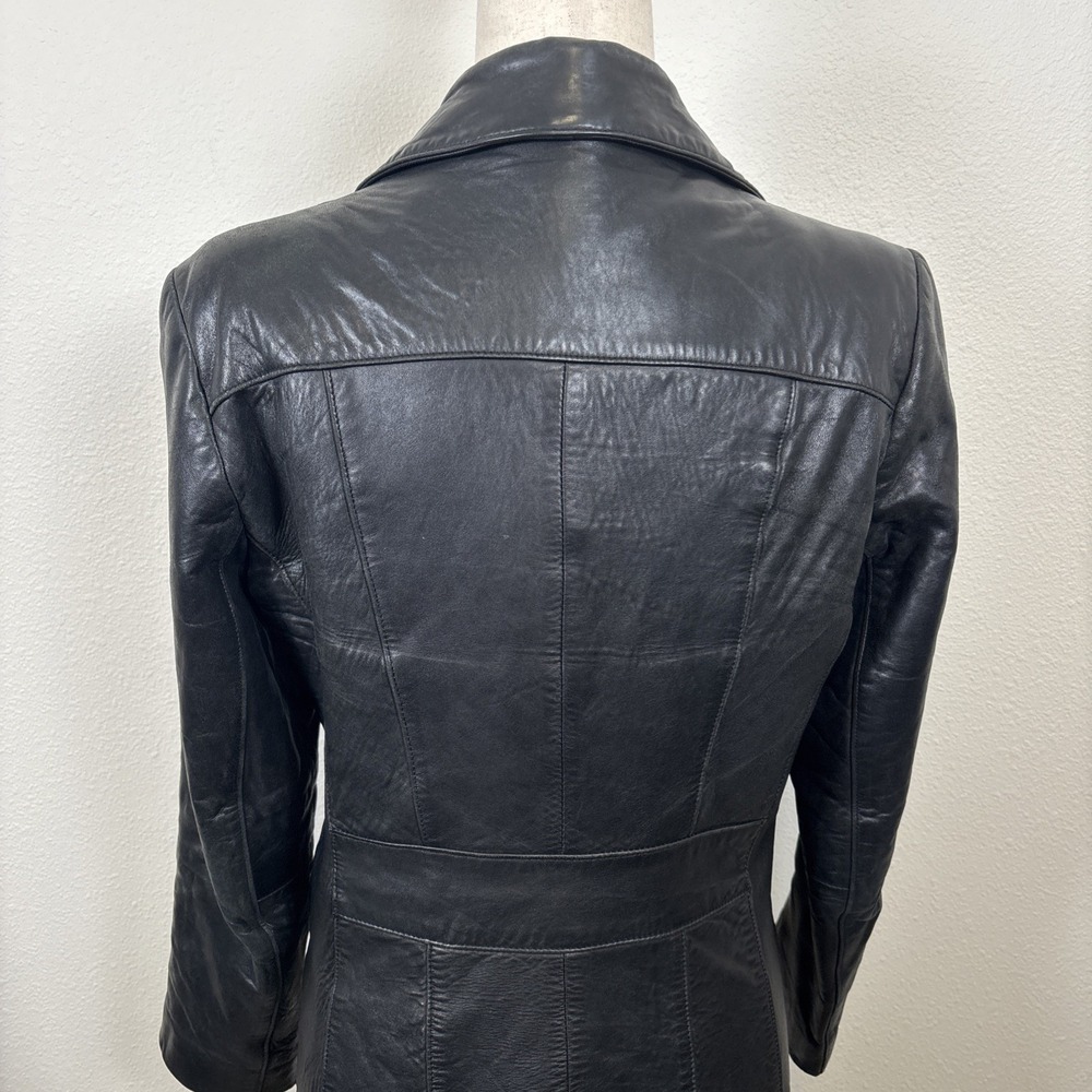 VTG Black Leather Blazer Jacket Anonymous John Carlisle 3 Button Front - Picture 8 of 16